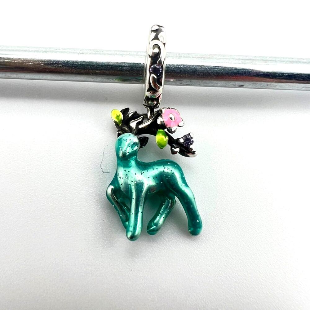 NEW Glow-in-the-Dark Floral Stag Deer Charm for European Bracelet